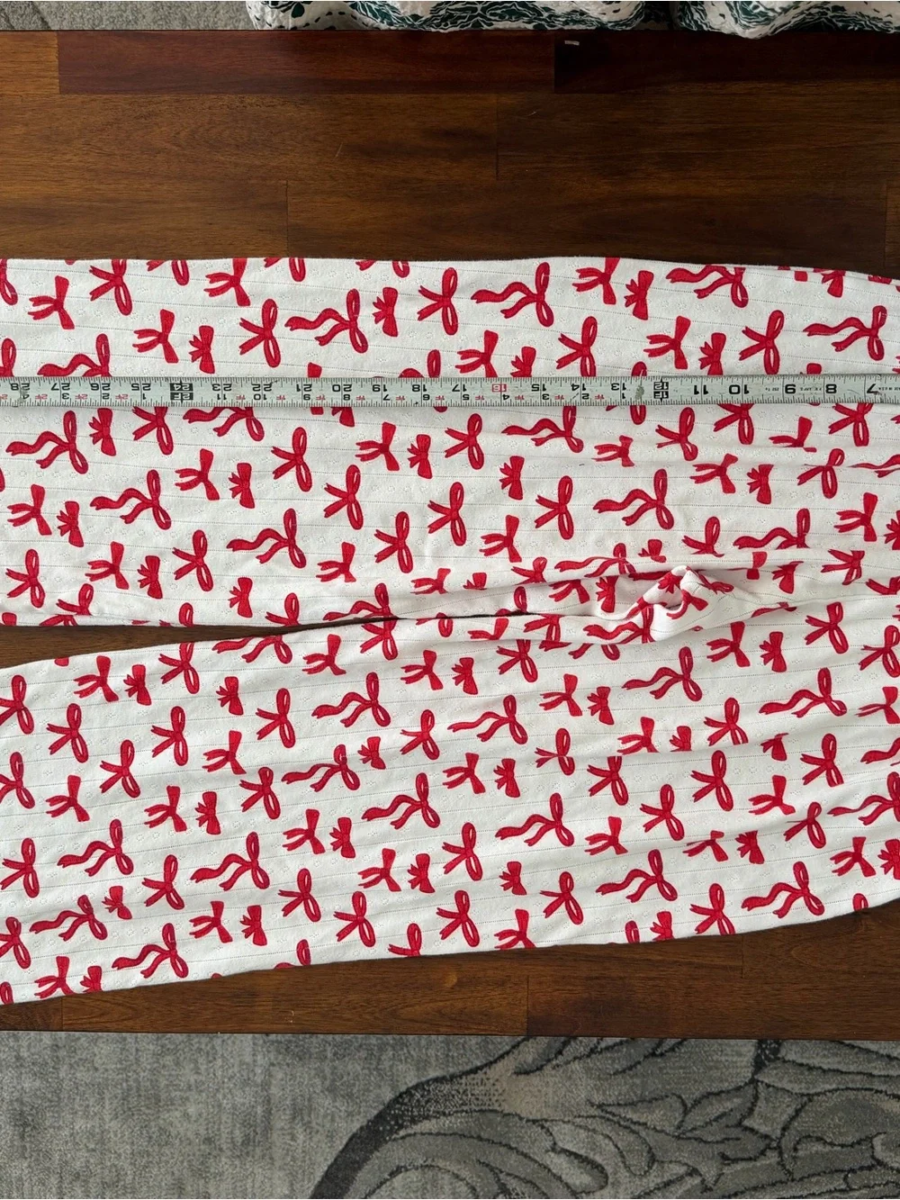 SIIX Collection Red Bows Organic Cotton Pointelle Pajama Lounge Set Size S